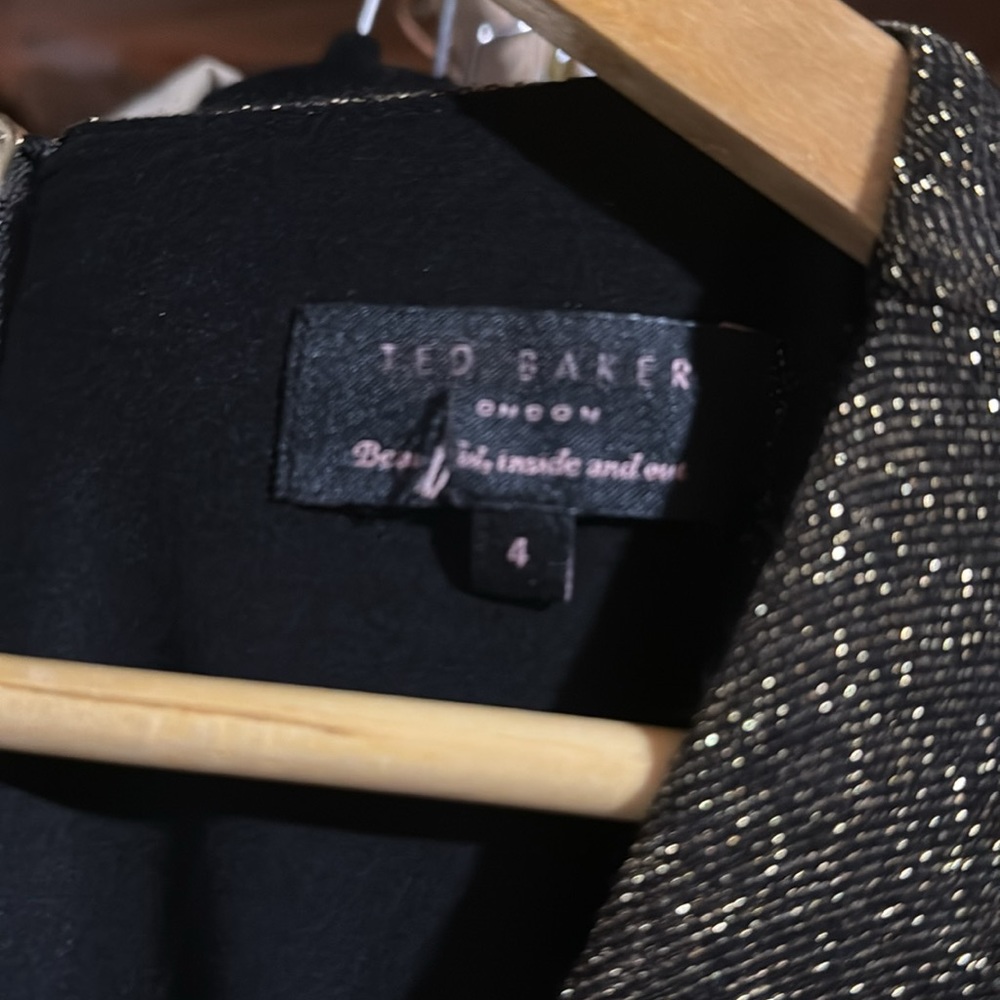 TED BAKER LADIES GOLD METALLIC PARTY DRESS 4 - Picture 5 of 5